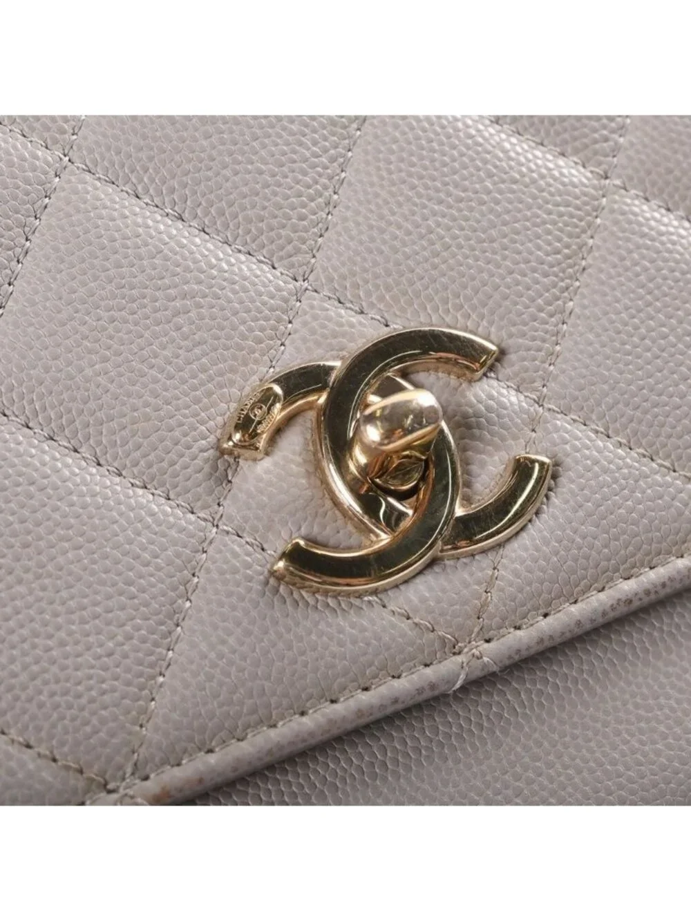 Chanel Quilted Affinity Small 2-Way Chain Shoulder Bag Gray Caviar Leather Gold
